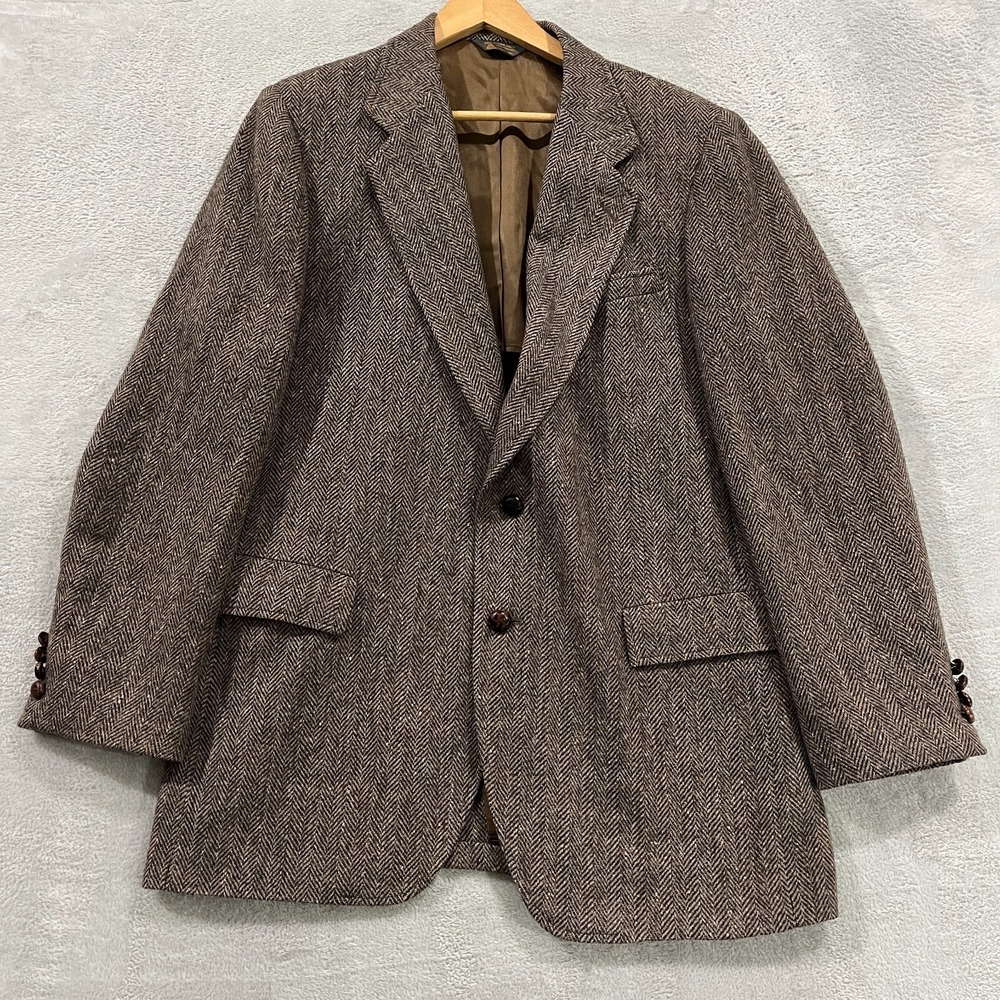 VTG Kuppenheimer Tweed Blazer‎ Jacket 42 Wool Herringbone Saddleworth 90s